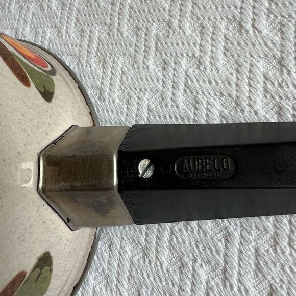 Vintage 70s Aubecq Pot Enamel Coated Steel Frying Pot Made in France, 1970s - Picture 12 of 15